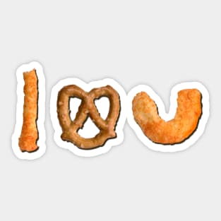 I Love You Text Cheese Snack and Pretzel Sticker